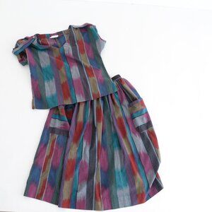 Vintage Premiere Classe Multi-colour Two Piece Blouse & Skirt
